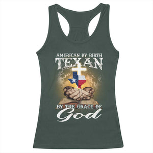 American Texan Jesus Racerback Tank Top American By Birth Texan By The Grace Of God TS11 Dark Forest Green Print Your Wear