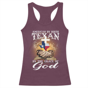 American Texan Jesus Racerback Tank Top American By Birth Texan By The Grace Of God TS11 Maroon Print Your Wear