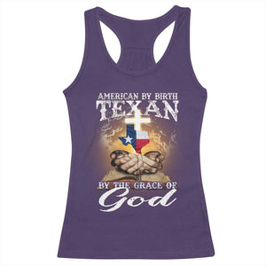 American Texan Jesus Racerback Tank Top American By Birth Texan By The Grace Of God TS11 Purple Print Your Wear