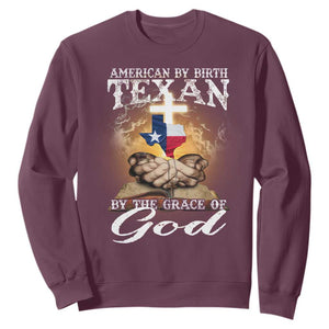 American Texan Jesus Sweatshirt American By Birth Texan By The Grace Of God TS11 Maroon Print Your Wear