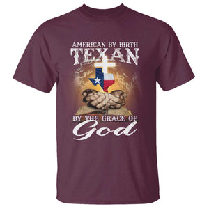 American Texan Jesus T Shirt American By Birth Texan By The Grace Of God TS11 Maroon Print Your Wear