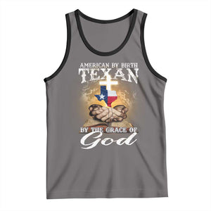 American Texan Jesus Tank Top American By Birth Texan By The Grace Of God TS11 Deep Heather Black Print Your Wear