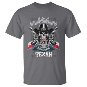 Funny American Texan T Shirt I Am A BBQ Eating Beer Drinking Gun Owning Texan TS11 Charcoal Print Your Wear