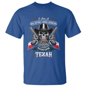 Funny American Texan T Shirt I Am A BBQ Eating Beer Drinking Gun Owning Texan TS11 Royal Blue Print Your Wear