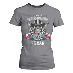 Funny American Texan T Shirt For Women I Am A BBQ Eating Beer Drinking Gun Owning Texan TS11 Charcoal Print Your Wear