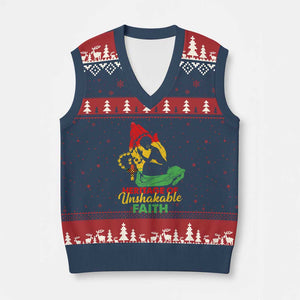 Christian African American V-Neck Knit Sweater Vest Heritage Of Unshakable Faith Black History Month TS11 Navy Red Print Your Wear