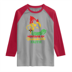 Christian African American Raglan Shirt Heritage Of Unshakable Faith Black History Month TS11 Sport Gray Red Print Your Wear