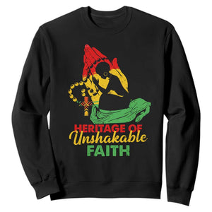 Christian African American Sweatshirt Heritage Of Unshakable Faith Black History Month TS11 Black Print Your Wear