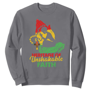 Christian African American Sweatshirt Heritage Of Unshakable Faith Black History Month TS11 Charcoal Print Your Wear
