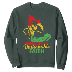 Christian African American Sweatshirt Heritage Of Unshakable Faith Black History Month TS11 Dark Forest Green Print Your Wear