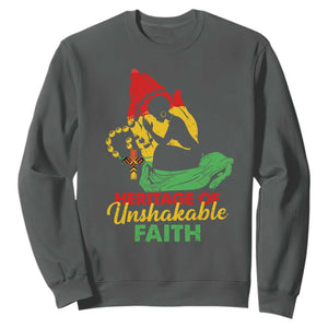 Christian African American Sweatshirt Heritage Of Unshakable Faith Black History Month TS11 Dark Heather Print Your Wear