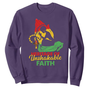 Christian African American Sweatshirt Heritage Of Unshakable Faith Black History Month TS11 Purple Print Your Wear