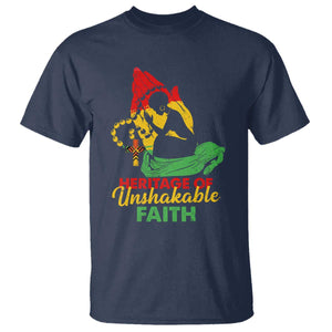 Christian African American T Shirt Heritage Of Unshakable Faith Black History Month TS11 Navy Print Your Wear