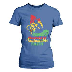 Christian African American T Shirt For Women Heritage Of Unshakable Faith Black History Month TS11 Royal Blue Print Your Wear