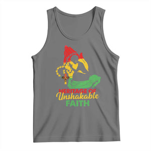Christian African American Tank Top Heritage Of Unshakable Faith Black History Month TS11 Black Heather Print Your Wear