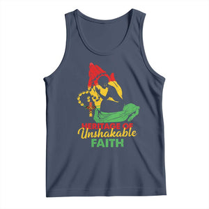 Christian African American Tank Top Heritage Of Unshakable Faith Black History Month TS11 Navy Print Your Wear