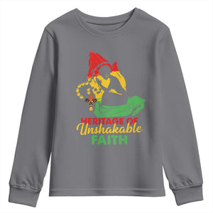 Christian African American Youth Sweatshirt Heritage Of Unshakable Faith Black History Month TS11 Charcoal Print Your Wear