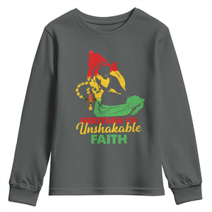 Christian African American Youth Sweatshirt Heritage Of Unshakable Faith Black History Month TS11 Dark Heather Print Your Wear