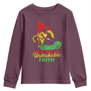 Christian African American Youth Sweatshirt Heritage Of Unshakable Faith Black History Month TS11 Maroon Print Your Wear