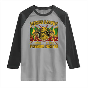 Marcus Garvey Raglan Shirt Stand Strong Freedom Fighter Black History Month TS11 Sport Gray Black Print Your Wear