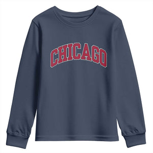 Chicago Pride Illinois IL Vintage Sports Basketball Red Design Youth Sweatshirt TS11 Navy Print Your Wear