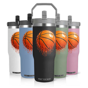 Funny Basketball Drip Splash Graphic Flip Straw Tumbler TS11 Print Your Wear