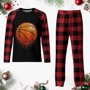 Funny Basketball Drip Splash Graphic Plaid Pajama Set TS11 Buffalo Plaid Print Your Wear