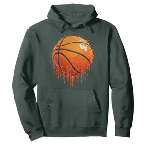 Funny Basketball Drip Splash Graphic Hoodie TS11 Dark Forest Green Print Your Wear