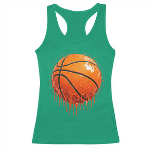 Funny Basketball Drip Splash Graphic Racerback Tank Top TS11 Irish Green Print Your Wear
