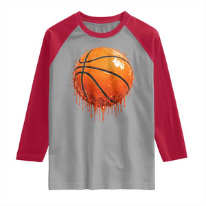 Funny Basketball Drip Splash Graphic Raglan Shirt TS11 Sport Gray Red Print Your Wear