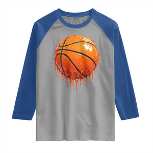 Funny Basketball Drip Splash Graphic Raglan Shirt TS11 Sport Gray Royal Print Your Wear