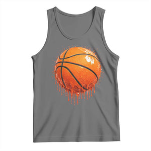 Funny Basketball Drip Splash Graphic Tank Top TS11 Black Heather Print Your Wear
