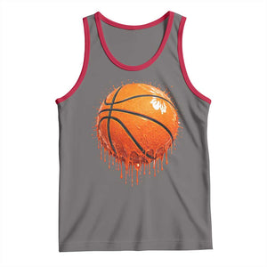 Funny Basketball Drip Splash Graphic Tank Top TS11 Deep Heather Red Print Your Wear
