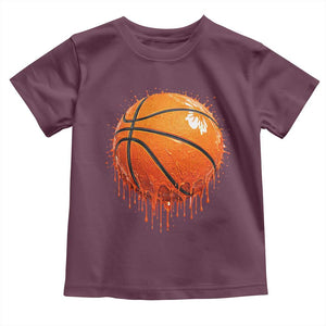 Funny Basketball Drip Splash Graphic Toddler T Shirt TS11 Maroon Print Your Wear