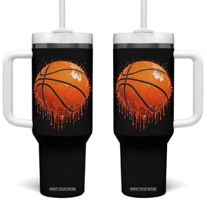 Funny Basketball Drip Splash Graphic Tumbler With Handle TS11 One Size: 40 oz Black Print Your Wear