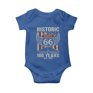 Historic Route Highway 66 100 Years Anniversary Baby Onesie Highway Road Sign Wings Vintage American Flag TS11 Royal Blue Print Your Wear