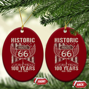 Historic Route Highway 66 100 Years Anniversary Ceramic Ornament Highway Road Sign Wings Vintage American Flag TS11 Print Your Wear