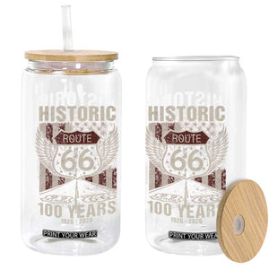 Historic Route Highway 66 100 Years Anniversary Glass Can Highway Road Sign Wings Vintage American Flag TS11 Print Your Wear