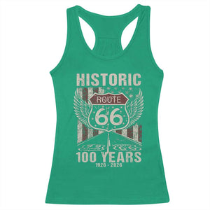 Historic Route Highway 66 100 Years Anniversary Racerback Tank Top Highway Road Sign Wings Vintage American Flag TS11 Irish Green Print Your Wear
