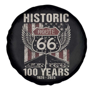 Historic Route Highway 66 100 Years Anniversary Spare Tire Cover Highway Road Sign Wings Vintage American Flag TS11 Print Your Wear