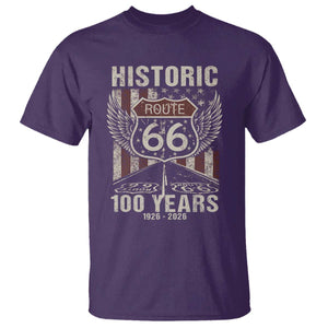 Historic Route Highway 66 100 Years Anniversary T Shirt Highway Road Sign Wings Vintage American Flag TS11 Purple Print Your Wear