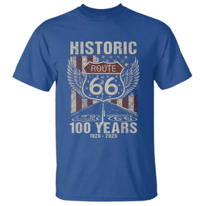 Historic Route Highway 66 100 Years Anniversary T Shirt Highway Road Sign Wings Vintage American Flag TS11 Royal Blue Print Your Wear