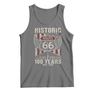 Historic Route Highway 66 100 Years Anniversary Tank Top Highway Road Sign Wings Vintage American Flag TS11 Black Heather Print Your Wear