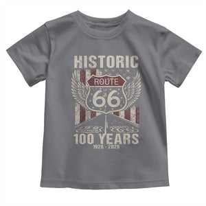Historic Route Highway 66 100 Years Anniversary Toddler T Shirt Highway Road Sign Wings Vintage American Flag TS11 Charcoal Print Your Wear