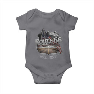 US Route Highway 66 Centennial Celebration Baby Onesie 100 Years Of The Mother Road Vintage American Flag TS11 Charcoal Print Your Wear