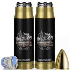 US Route Highway 66 Centennial Celebration Bullet Tumbler 100 Years Of The Mother Road Vintage American Flag TS11 Black Print Your Wear