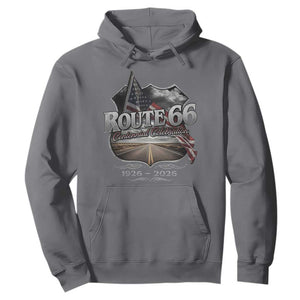 US Route Highway 66 Centennial Celebration Hoodie 100 Years Of The Mother Road Vintage American Flag TS11 Charcoal Print Your Wear