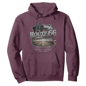 US Route Highway 66 Centennial Celebration Hoodie 100 Years Of The Mother Road Vintage American Flag TS11 Maroon Print Your Wear