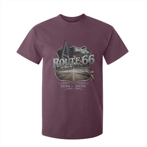 US Route Highway 66 Centennial Celebration T Shirt For Kid 100 Years Of The Mother Road Vintage American Flag TS11 Maroon Print Your Wear