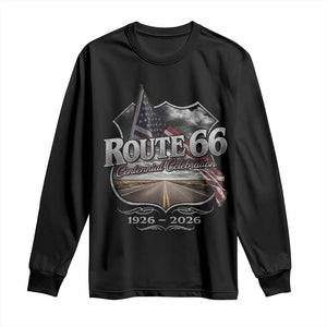 US Route Highway 66 Centennial Celebration Long Sleeve Shirt 100 Years Of The Mother Road Vintage American Flag TS11 Black Print Your Wear